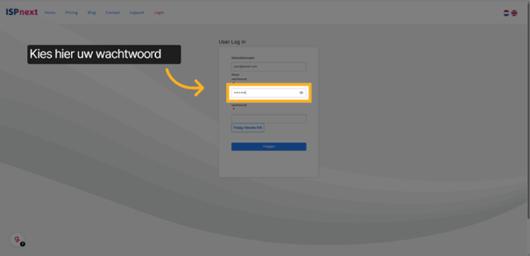Kies hier uw nieuwe wachtwoord
