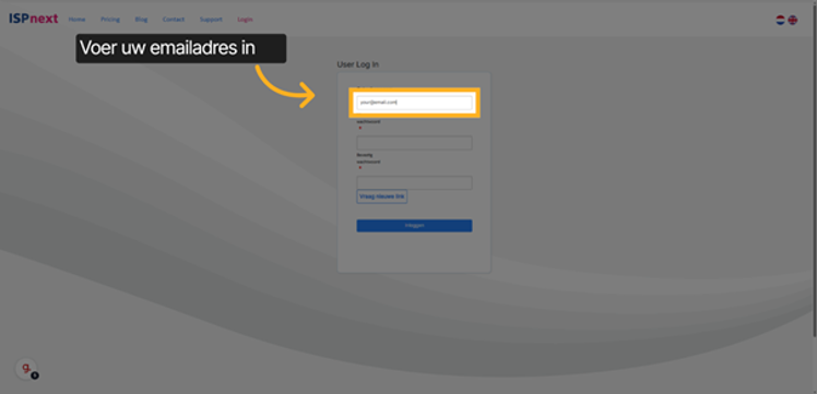 Vul uw emailadres in
