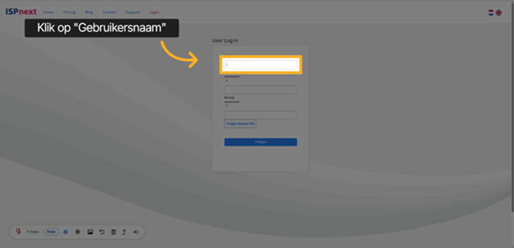 Klik op gebruikersnaam